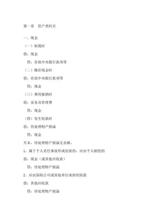 金融业会计实务分录