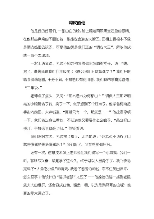 五年级作文：调皮的他作文500字
