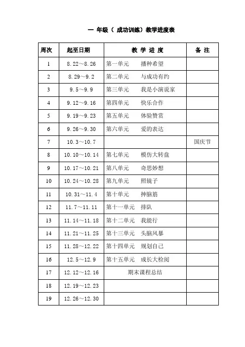 123小学一年级成功训练上册教案