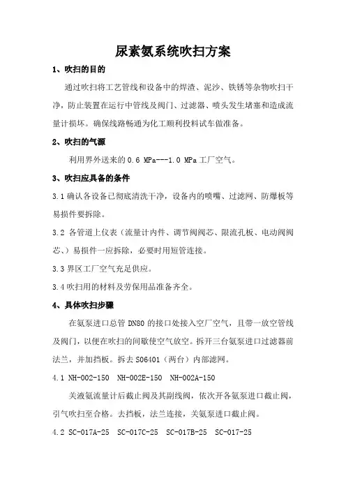 尿素氨系统吹扫方案