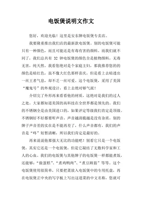 电饭煲说明文作文