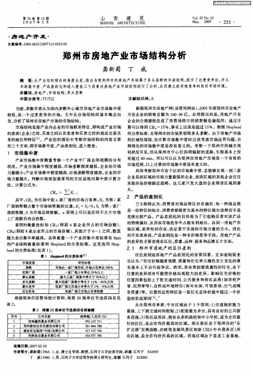 郑州市房地产业市场结构分析
