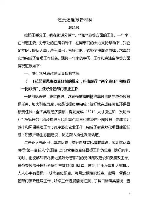 述责述廉报告