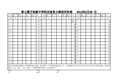 阳光体育大课间评价表