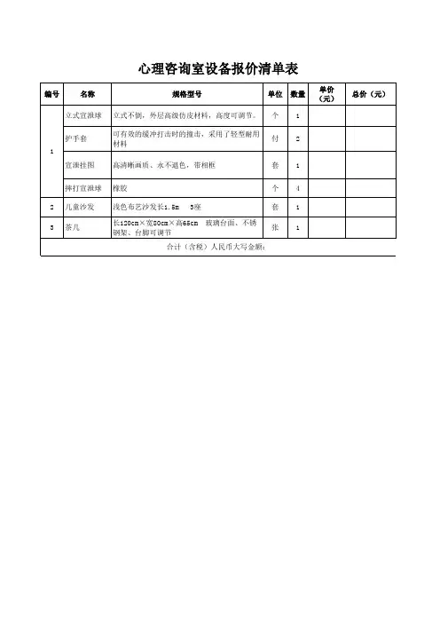 设备报价汇总清单