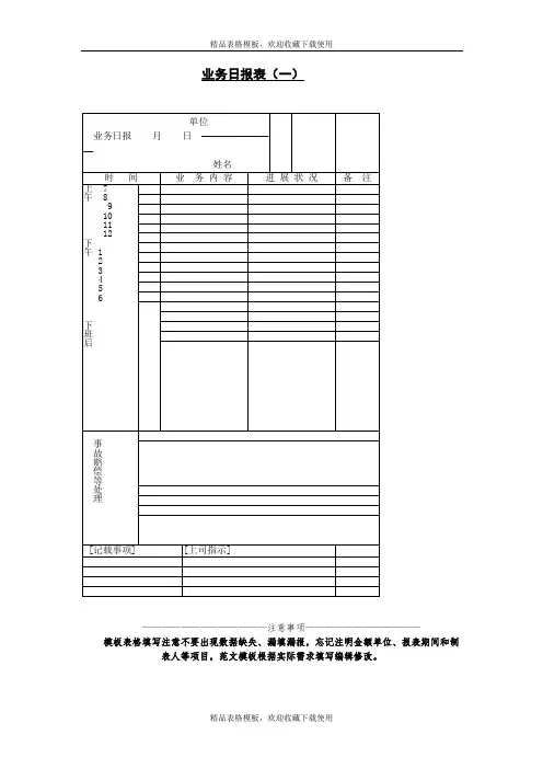 业务日报表模板