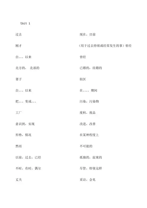译林版八年级下册英语单词默写表