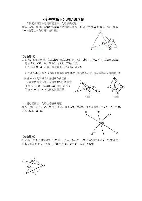 《全等三角形》培优练习题