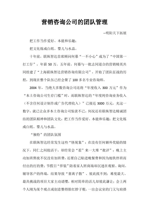 营销咨询公司的团队管理
