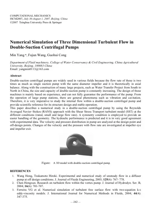 Numerical Simulation of Three Dimensional Tur