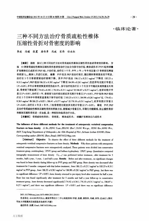 三种不同方法治疗骨质疏松性椎体压缩性骨折对骨密度的影响