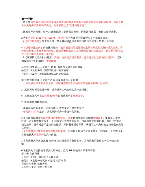 高中历史第一~四分册知识点整理