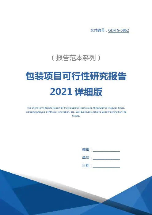 包装项目可行性研究报告2021详细版