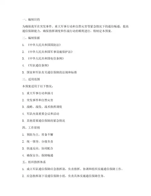 军队通信保障应急预案