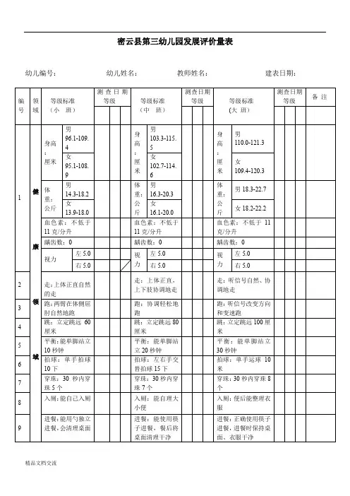 幼儿发展评价量表(新)