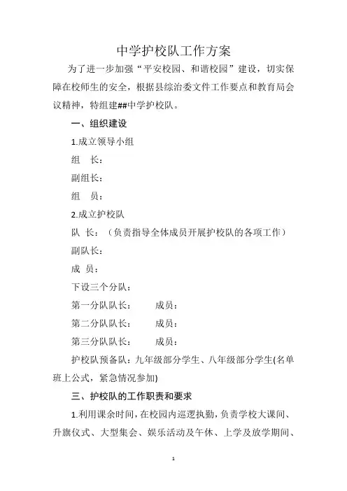 中学护校队工作方案