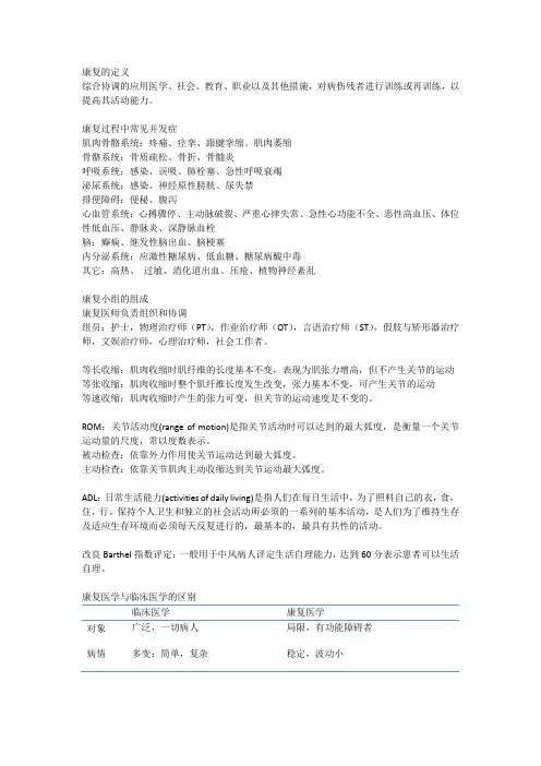 康复医学复习最终版