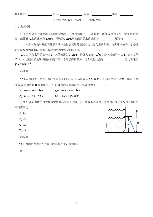 大学物理D-02流体力学