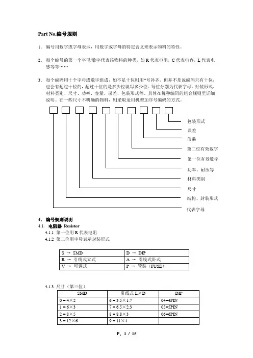 工厂物料编号规则