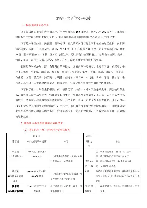 烟草田杂草的化学防除