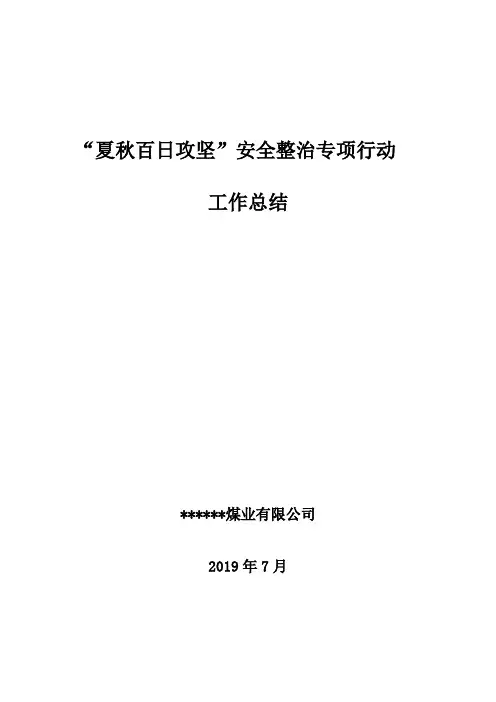 夏秋百日攻坚工作总结
