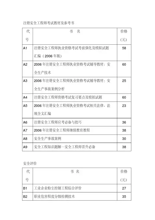 注册安全工程师考试教材及参考书