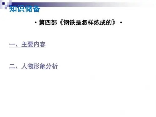 中考语文总复习中考解读阅读理解第四章名著阅读第四部钢铁是怎么炼成的课件