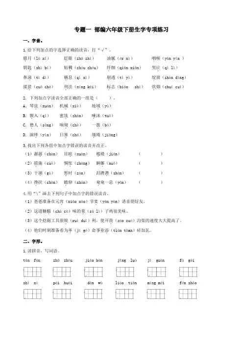 部编版六年级下册语文期末专项复习-生字  - 副本