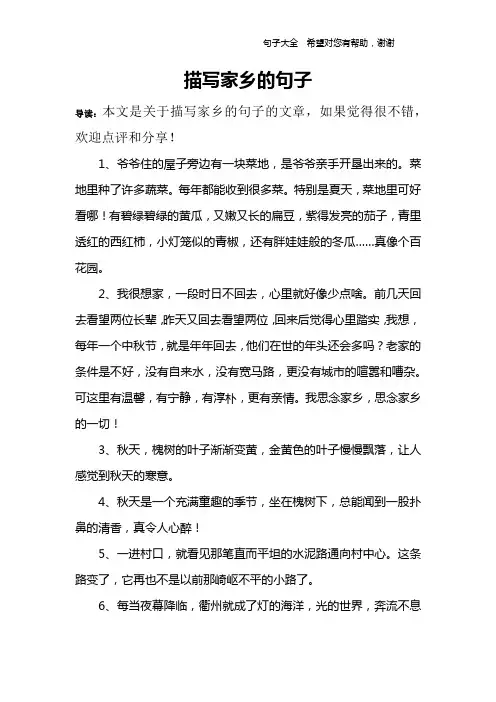 描写家乡的句子