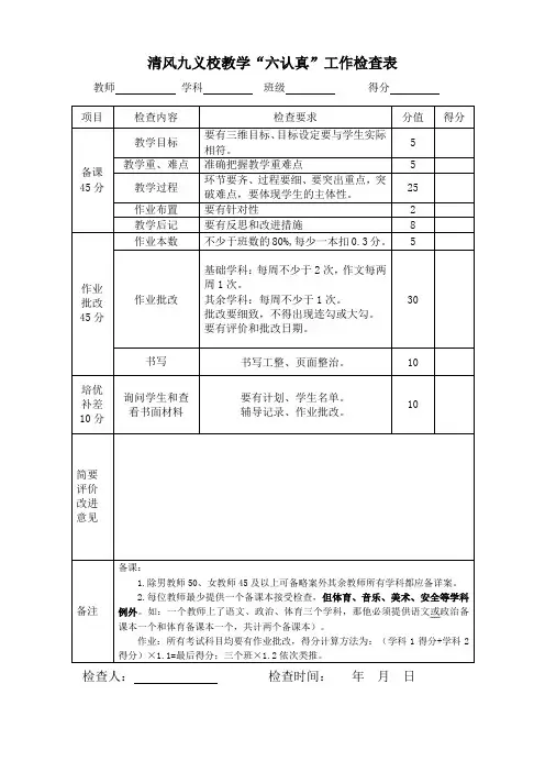 六认真检查表