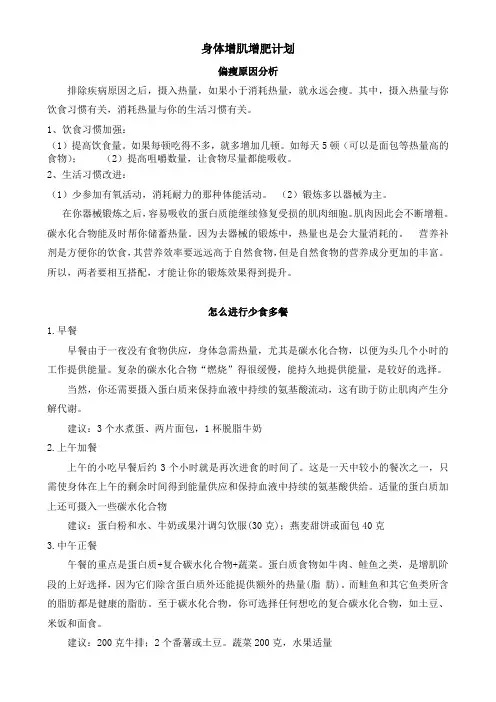 身体增肌增肥计划