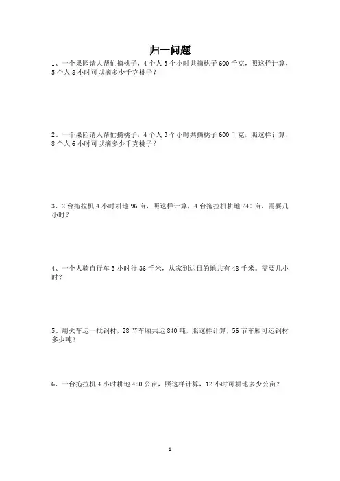 归一问题专项练习题