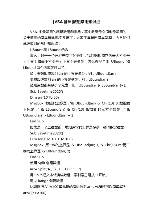 [VBA基础]数组常用知识点