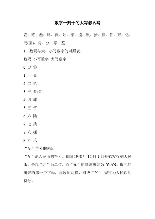 数字一到十的大写怎么写 2