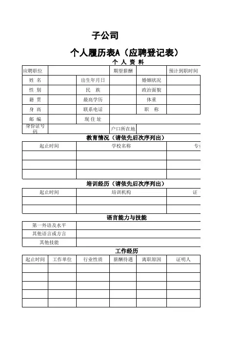 人事-个人履历表