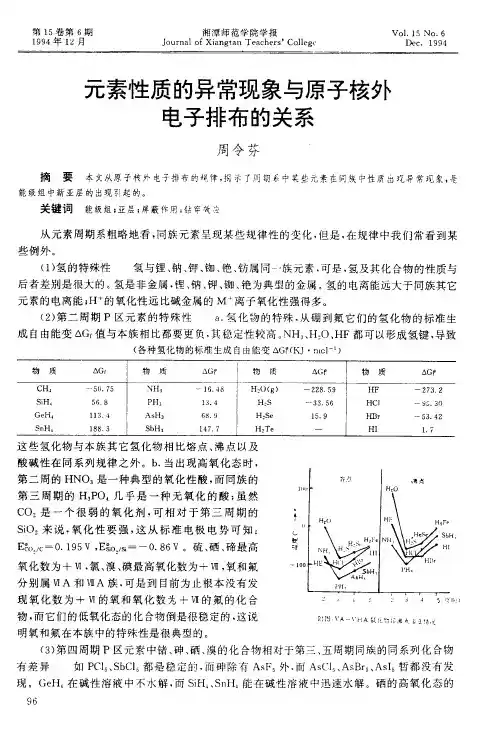 元素性质的异常现象与原子核外电子排布的关系