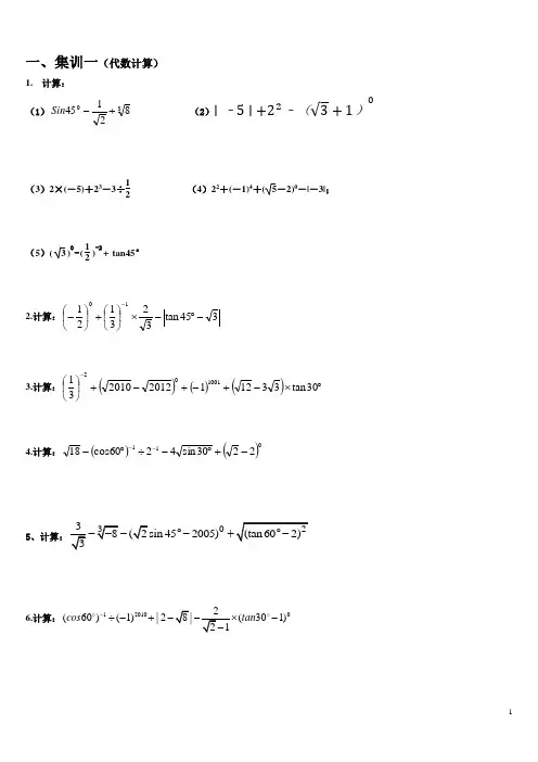 2015中考数学计算题专项训练