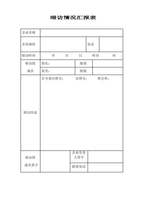暗访情况汇报表