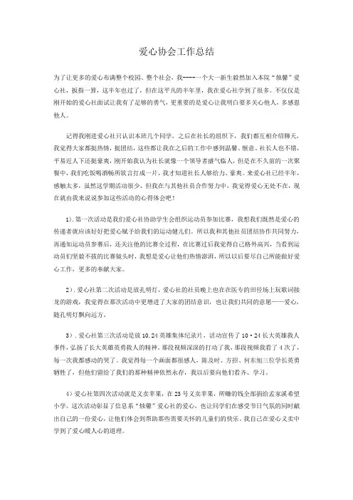 爱心协会工作总结