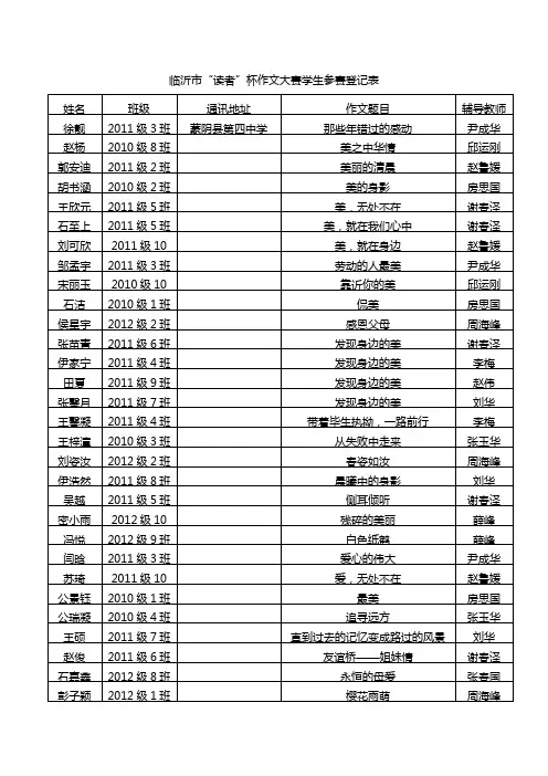 参赛登记表