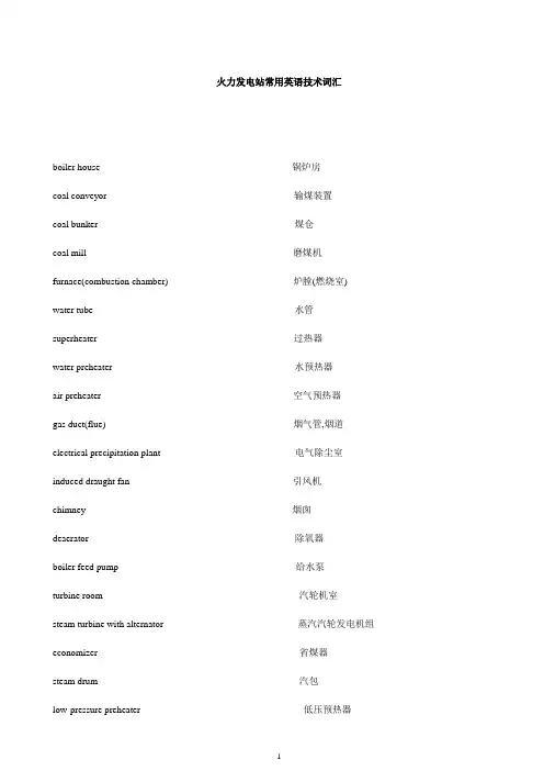 发电厂DCS英汉对照及缩略语