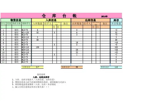 最简单的仓库台帐