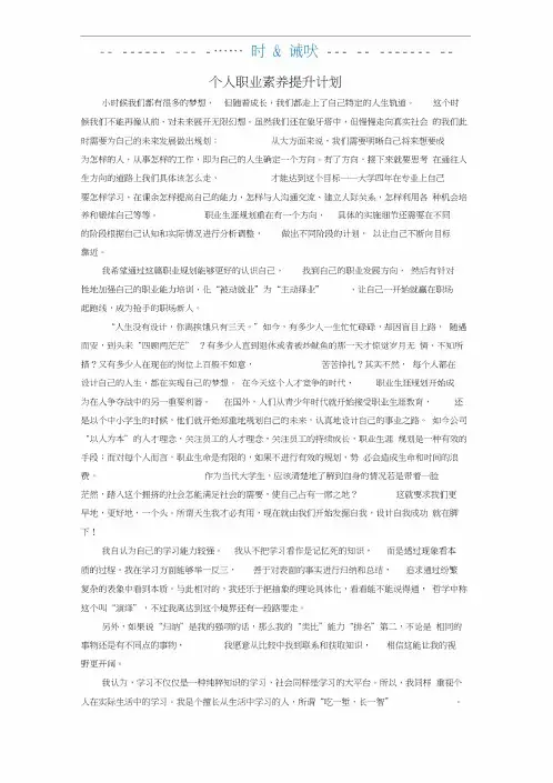 个人职业素养提升计划