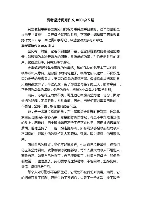 高考坚持优秀作文800字5篇