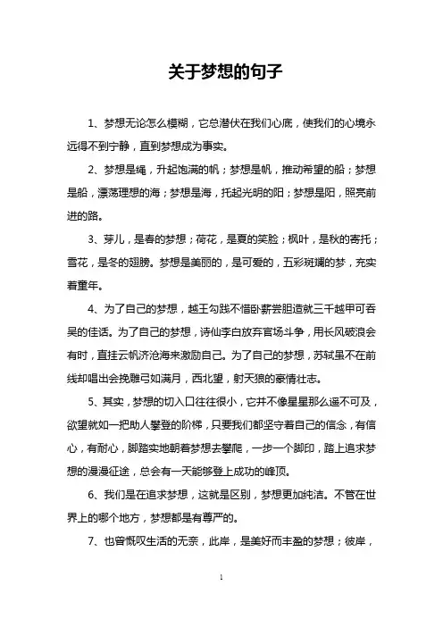 关于梦想的句子