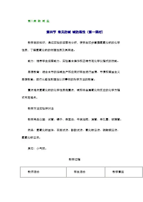 常见的碱碱的通性