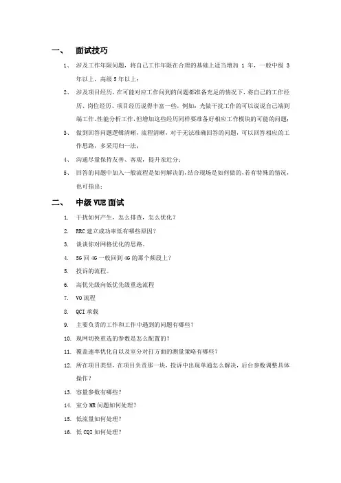 中兴VUE FDD中级TDD高级面试题-20200225(1)