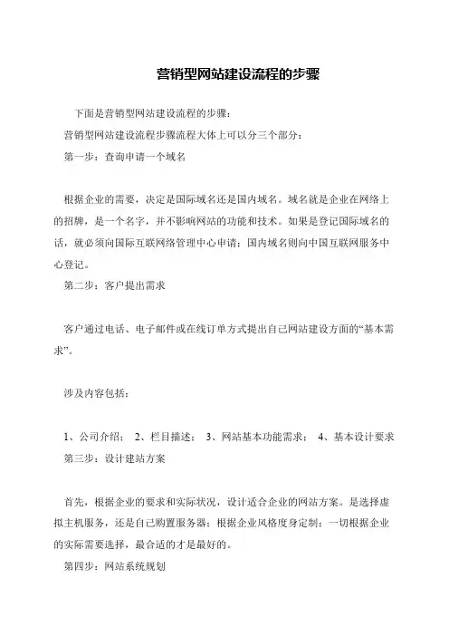 营销型网站建设流程的步骤