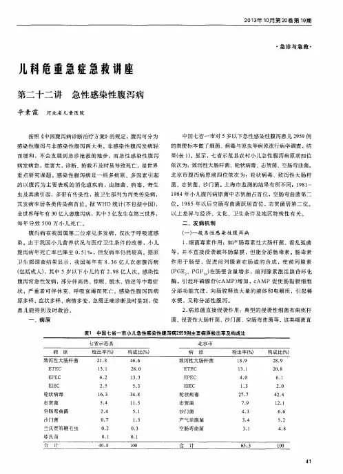 儿科危重急症急救讲座第二十二讲急性感染性腹泻病