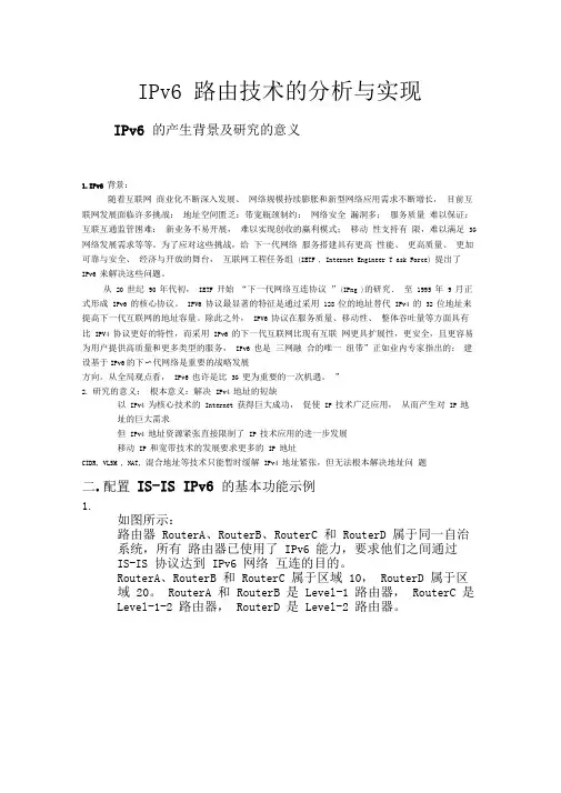 IPv路由技术的分析报告与实现
